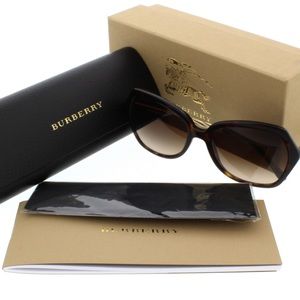 Burberry Sunglasses BE1493 with Gold Metal Sides, Polarized (Dark Havana)